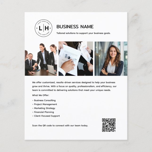 Kundenspezifisches Logo Foto QR Berufliches Weißes Flyer (Vorne)