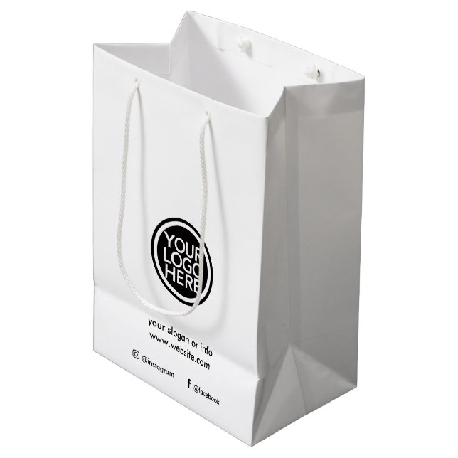Kundenspezifisches Logo für Werbeaktionen Mittlere Geschenktüte (Vorderseite Schrägansicht)