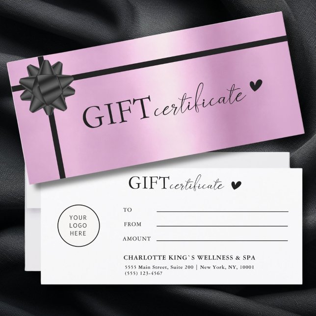 Kundenspezifisches Logo-Geschenkgutachten (Customer specific, Logo, Salon, Violet-Black, Ribbon, Business Gift Certificate.)
