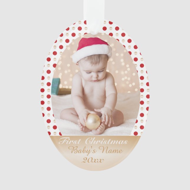 Kundenspezifisches memorie Foto Ihres Babys erstes Ornament (Vorderseite)