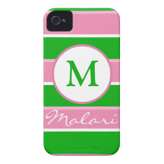 Kundenspezifisches Monogramm-adretter Streifen iPhone 4 Case-Mate Hülle