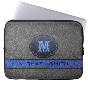 Kundenspezifisches Monogramm-blaues und schwarzes Laptopschutzhülle