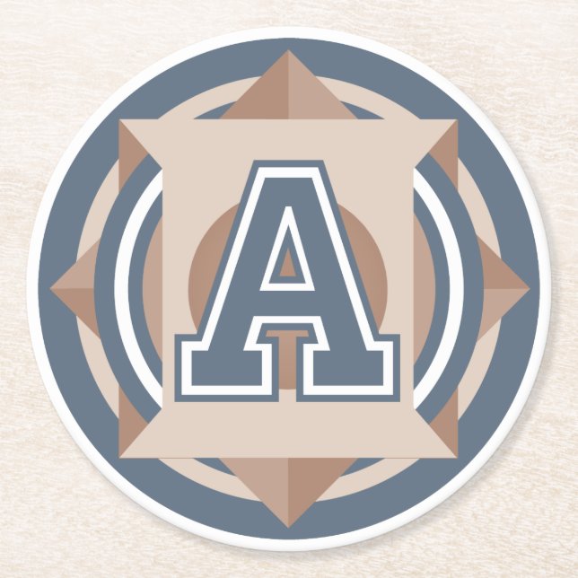 Kundenspezifisches Monogramm der Initialen-"A" Runder Pappuntersetzer (Vorderseite)