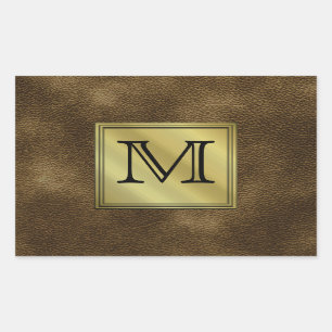 Kundenspezifisches Monogramm-Druckbild. Brown Rechteckiger Aufkleber