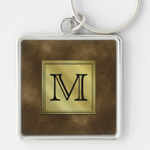 Kundenspezifisches Monogramm-Druckbild. Brown Schlüsselanhänger