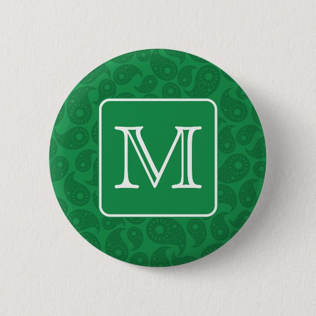 Kundenspezifisches Monogramm. Dunkelgrünes Button (Vorderseite)