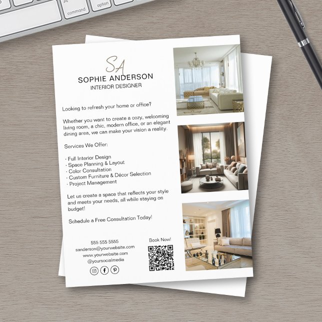 Kundenspezifisches Monogramm Foto QR Beruflich Bus Flyer (Custom Monogram Photo QR Professional Business Flyer)