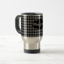 Kundenspezifisches Monogramm-Gingham-Schwarz-graue