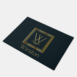 Kundenspezifisches Monogramm-Gold auf dunkelstem Fußmatte