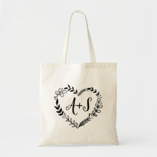 Kundenspezifisches Monogramm-Hochzeitslogo mit Her Tragetasche