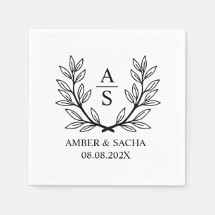 Kundenspezifisches Monogramm-Hochzeitslogo mit Kle Serviette