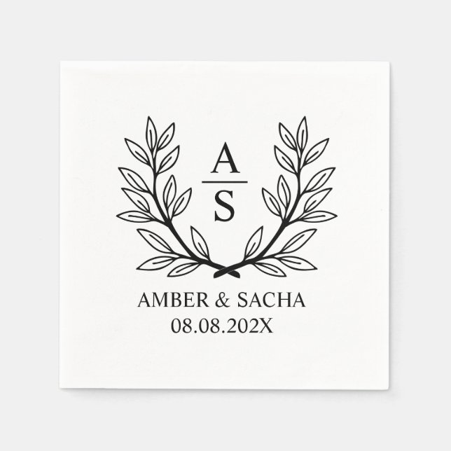 Kundenspezifisches Monogramm-Hochzeitslogo mit Kle Serviette (Vorderseite)