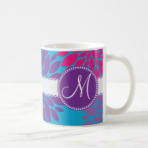 Kundenspezifisches Monogramm-Initialen-Rosa-lila Kaffeetasse