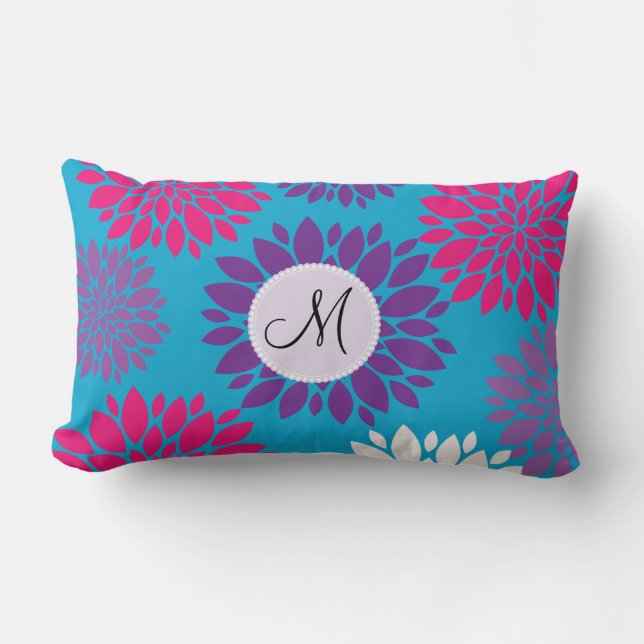 Kundenspezifisches Monogramm-Initialen-Rosa-lila Lendenkissen (Vorderseite)