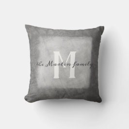kundenspezifisches Monogramm-Kissen grau und weiß Kissen
