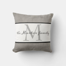 kundenspezifisches Monogramm-Kissen grau und weiß