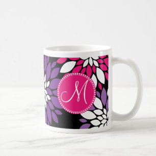 Kundenspezifisches Monogramm-lila rosa weiße Kaffeetasse