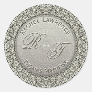 Kundenspezifisches Monogramm-silberne Runder Aufkleber