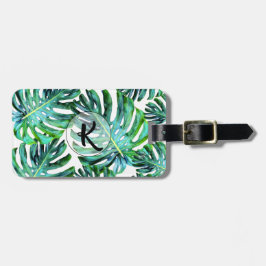 Kundenspezifisches Monogramm tropisches Monstera Gepäckanhänger