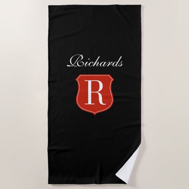 Kundenspezifisches MonogrammBadetuchgeschenk mit Strandtuch (Vorderseite)