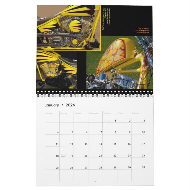Kundenspezifisches Motorrad, das Midi-Größe Mon. Kalender (Jan 2026)