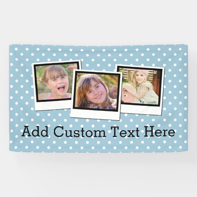 Kundenspezifisches personalisiertes blaues Foto Banner (Horizontal)