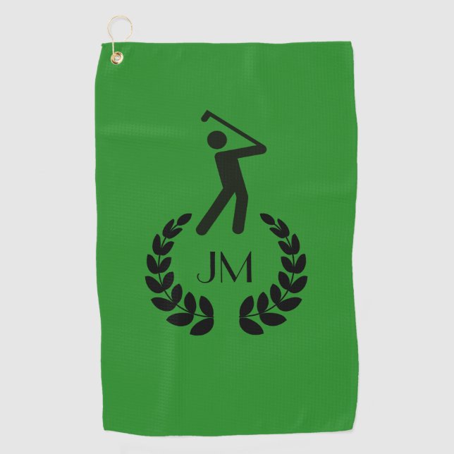 Kundenspezifisches personalisiertes Waldgrün Golfhandtuch (Vorderseite)