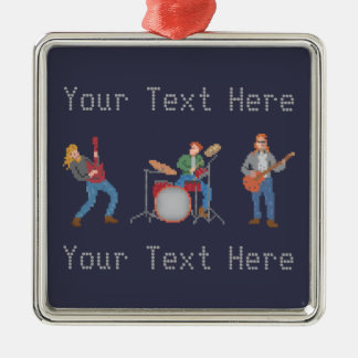 Kundenspezifisches Pixel-Rockband Silbernes Ornament
