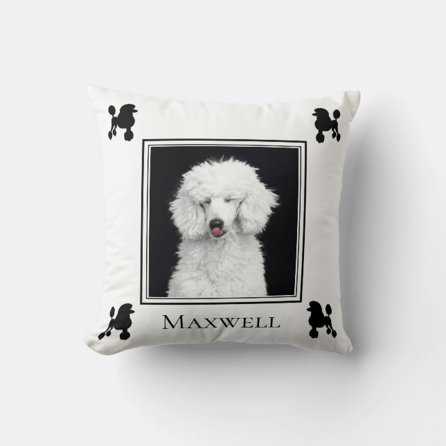 Kundenspezifisches Poodle-Foto mit Silhouette Kissen (Vorderseite)
