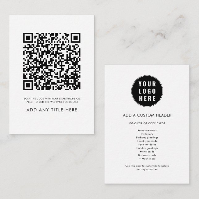 Kundenspezifisches QR-Code-Business-Logo Moderne E Mitteilungskarte (Vorne/Hinten)