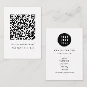Kundenspezifisches QR-Code-Business-Logo Moderne E Mitteilungskarte