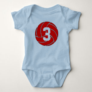 Kundenspezifisches rotes Volleyball-Shirt Baby Strampler