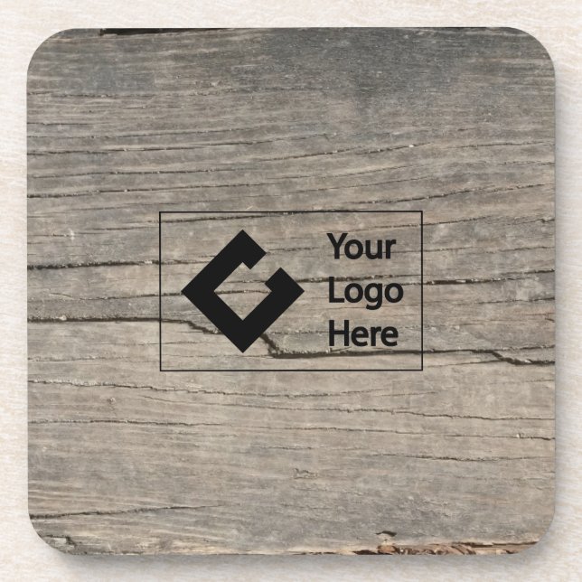 Kundenspezifisches rustikales Holz mit Logo Untersetzer (Vorderseite)