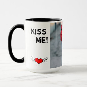 Kundenspezifisches Schwarzes 15 Unze-Wecker küsse Tasse