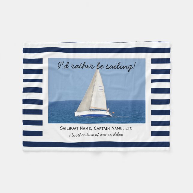 Kundenspezifisches Segeln-Segelboot-Foto-blaue u. Fleecedecke (Vorderseite (Horizontal))