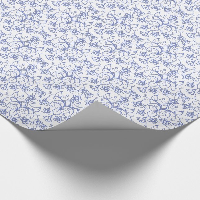 Kundenspezifisches Singrün-Blau auf weißem Geschenkpapier (Ecke)