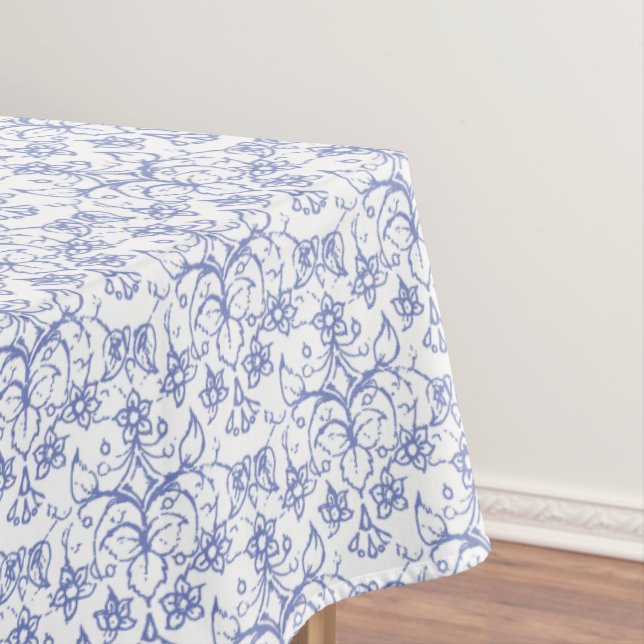 Kundenspezifisches Singrün-Blau auf weißem Tischdecke (Beispiel)