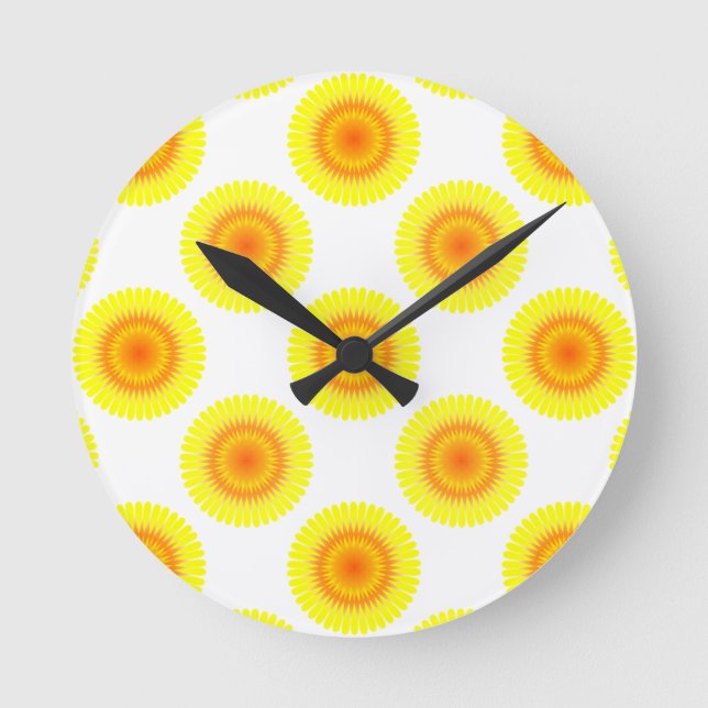 Kundenspezifisches Sonnenblume-Muster Runde Wanduhr (Vorderseite)