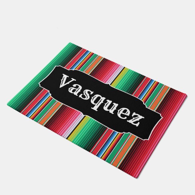Kundenspezifisches Spanisch Serape mexikanisches Fußmatte (Schrägansicht)