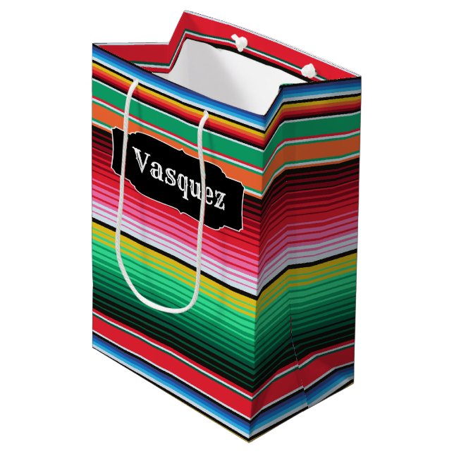 Kundenspezifisches Spanisch Serape mexikanisches Mittlere Geschenktüte (Vorderseite Schrägansicht)