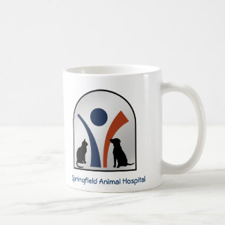 Kundenspezifisches Veterinärtierlogo mit Katze und Kaffeetasse