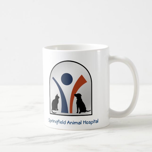 Kundenspezifisches Veterinärtierlogo mit Katze und Kaffeetasse (Rechts)