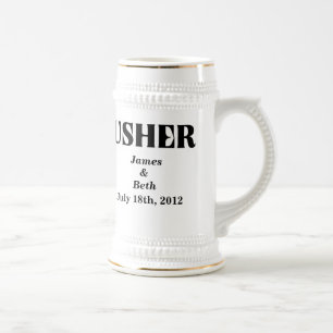 Kundenspezifisches Wedding Usher-Bier Stein Bierglas