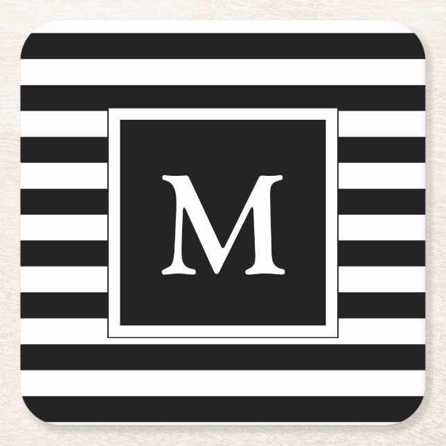 Kundenspezifisches weißes Monogramm mit Rechteckiger Pappuntersetzer (Vorderseite)