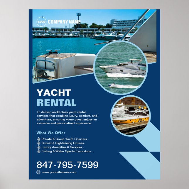 Kundenspezifisches Yachtverleih-Poster Poster (Vorne)