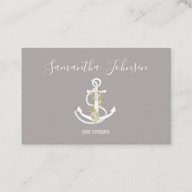 Kundenspezisch Anker mit Blumen Visitenkarte (Vorderseite)