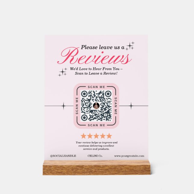 Kundenübersicht Benutzerdefiniert - rosa Feminine  Acrylschild (Vorderseite)