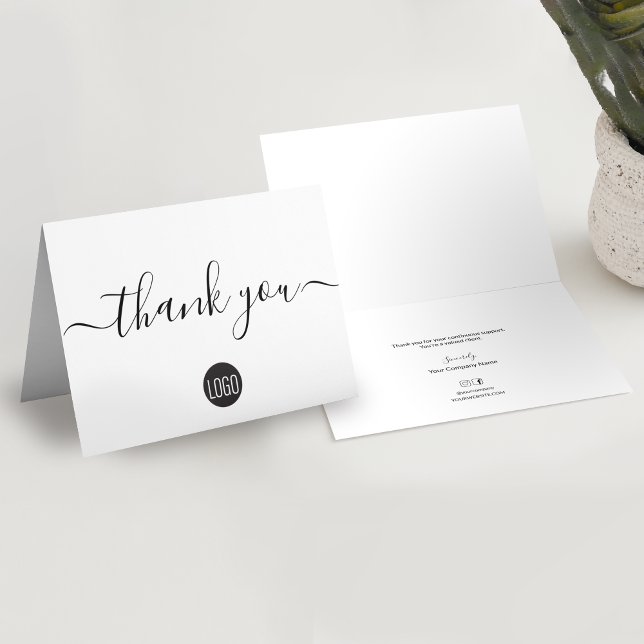 Kundenzufriedenheit für Unternehmen Dankeskarte (Professional, timeless fresh design. Script thank you business folded card with personal message)