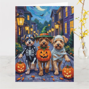 Kundetaler Hunde beim Trick-or-Treaten an Hallowee Karte