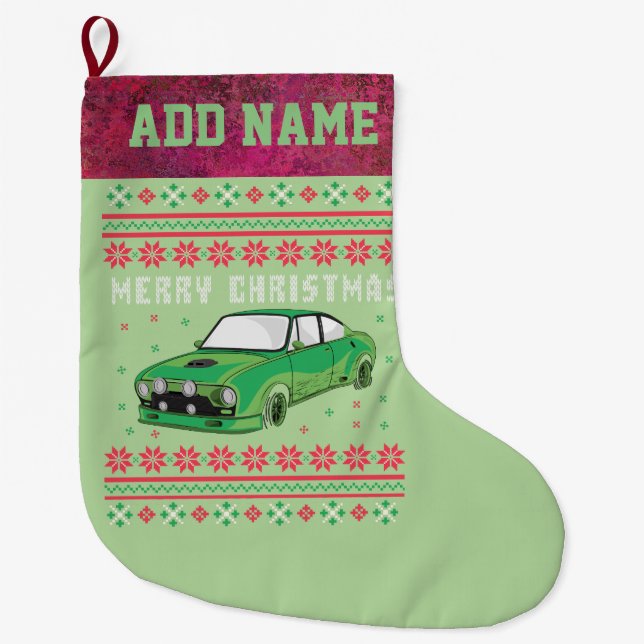 Kundgebung Car Ugly Christmas Sweater Großer Weihnachtsstrumpf (Vorderseite)